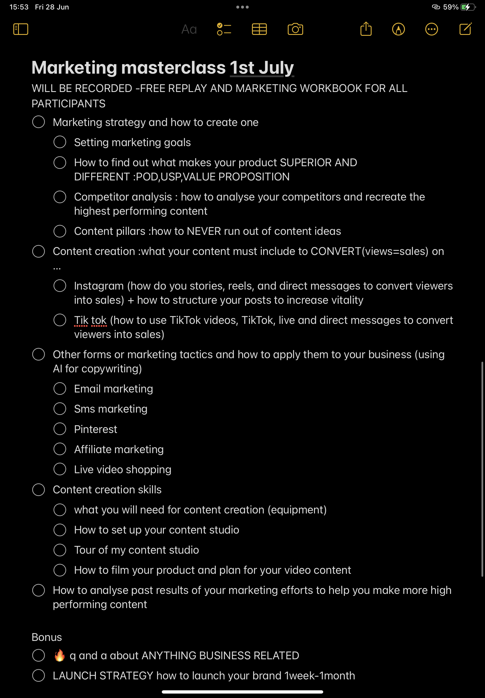 Marketing class (debit card) 1st July